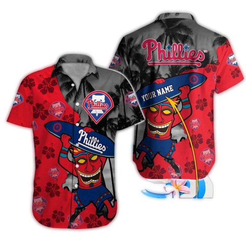 Personalized Philadelphia Phillies Tiki Surf Hawaiian Shirt for Fans