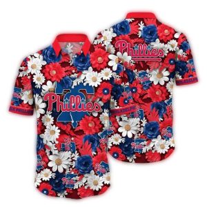 Philadelphia Phillies Floral Design Hawaiian Shirt for Fans