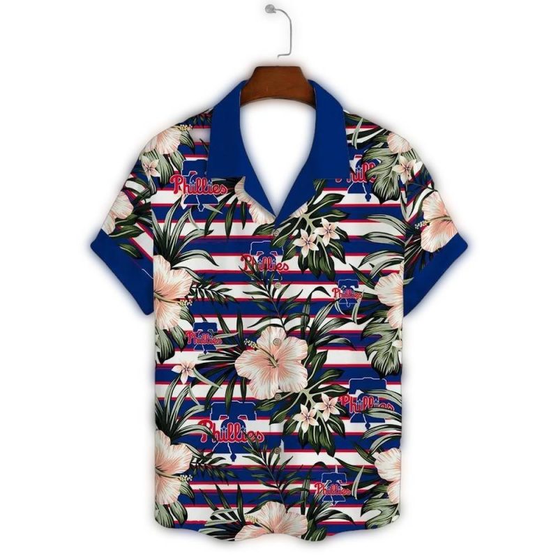Philadelphia Phillies Floral Stripes Hawaiian Shirt for Fans - Image 2