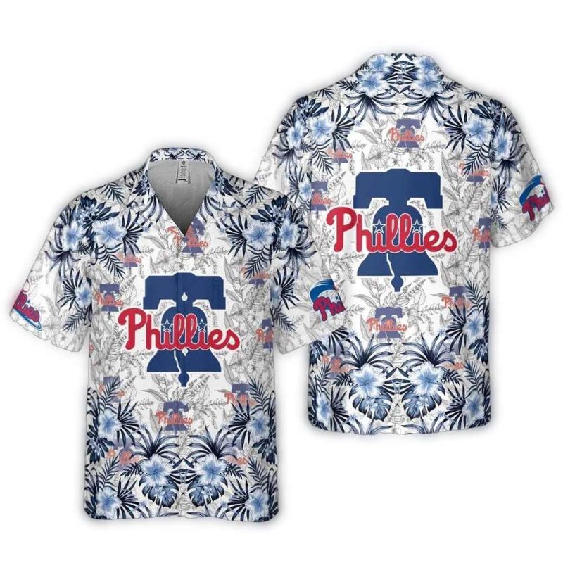 Philadelphia Phillies Floral Liberty Bell Hawaiian Shirt for Fans - Image 3