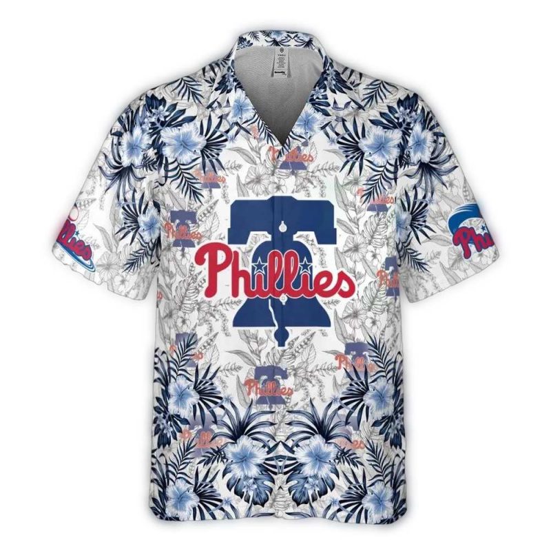 Philadelphia Phillies Floral Liberty Bell Hawaiian Shirt for Fans - Image 2