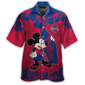 Mickey Mouse Floral Hawaiian Shirt for Philadelphia Phillies Fans