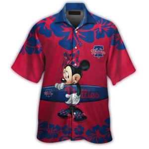 Philadelphia Phillies Minnie Mouse Floral Surf Hawaiian Shirt for Women