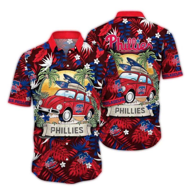 Philadelphia Phillies Tropical Hawaiian Shirt for Summer Camping Fun - Image 2