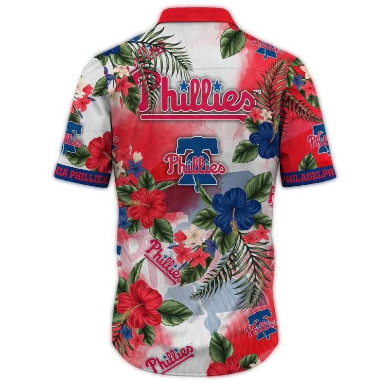 Philadelphia Phillies Floral Pattern Hawaiian Shirt for Men & Women - Image 2