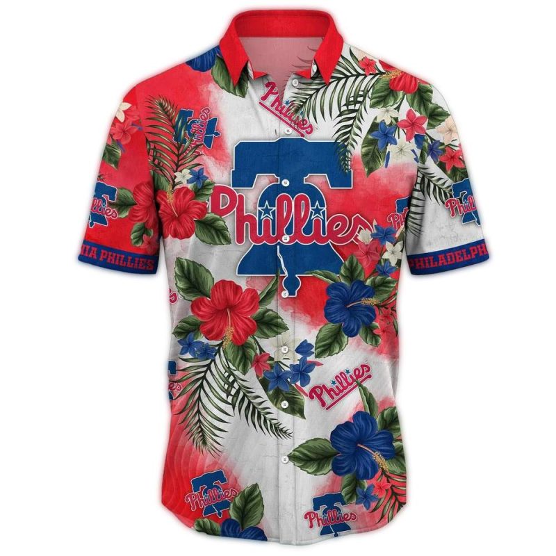 Philadelphia Phillies Floral Pattern Hawaiian Shirt for Men & Women - Image 3