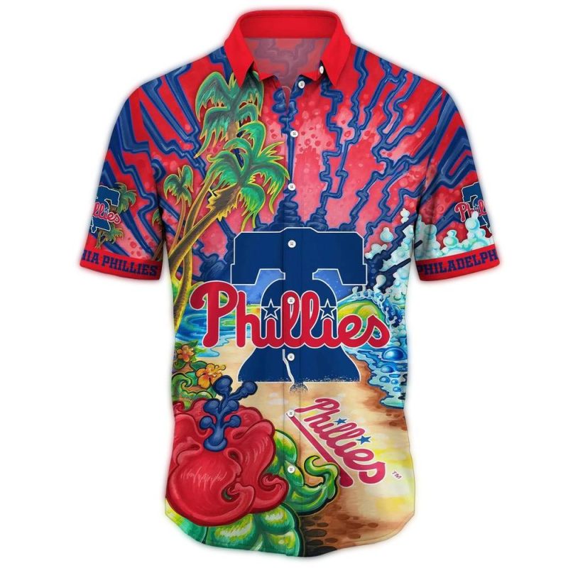 Philadelphia Phillies Coconut Art Hawaiian Shirt for Baseball Fans - Image 3