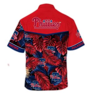 Personalized Philadelphia Phillies Floral Leaf Summer Hawaiian Shirt