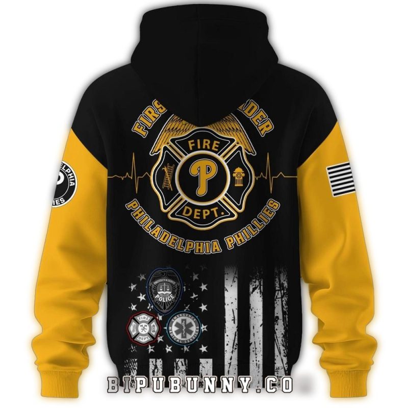Philadelphia Phillies First Responders All-Over Print Hoodie for Fans - Image 2