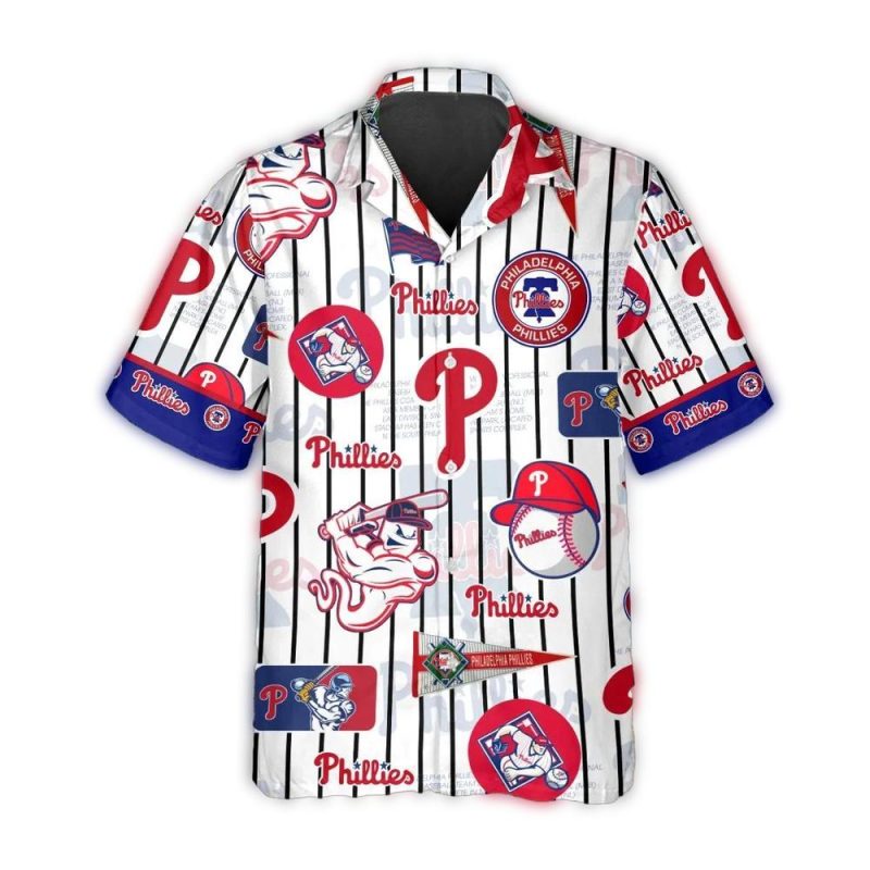 Philadelphia Phillies Pinstripe Hawaiian Shirt for Fans - Stylish & Fun - Image 2