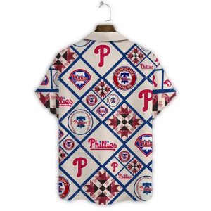 Philadelphia Phillies Hawaiian Shirt with Quilt Patch Design