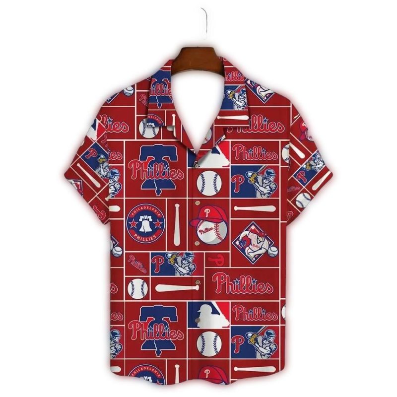 Philadelphia Phillies Retro Patchwork Hawaiian Shirt for Fans - Image 3