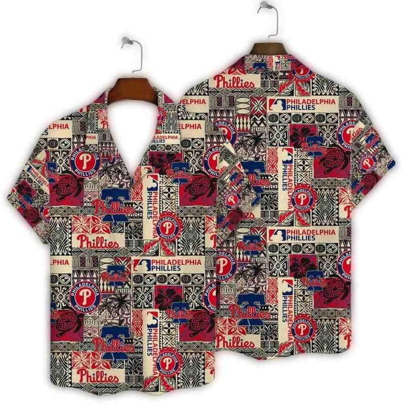 Philadelphia Phillies Retro Patchwork Hawaiian Shirt for Fans - Image 3