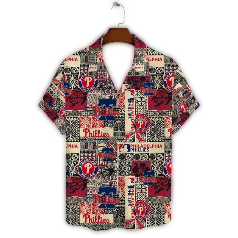 Philadelphia Phillies Retro Patchwork Hawaiian Shirt for Fans - Image 2