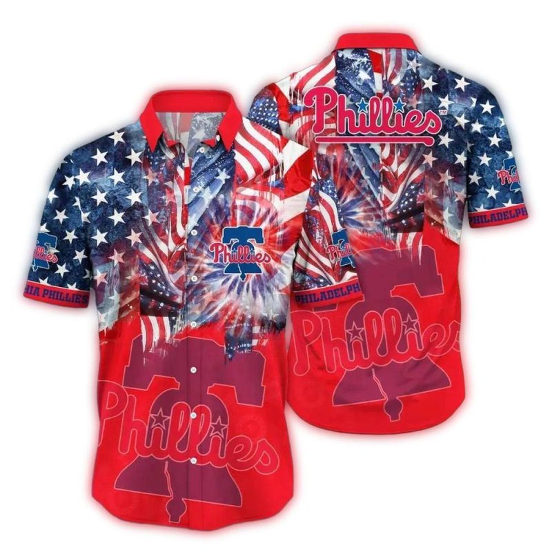 Philadelphia Phillies Stars & Fireworks Hawaiian Shirt for Fans - Image 2