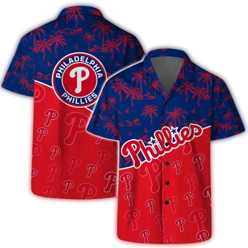 Philadelphia Phillies Logo Coconut Palm Pattern Hawaiian Shirt - Image 3