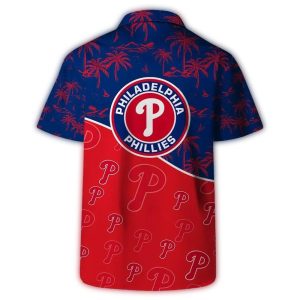Philadelphia Phillies Logo Coconut Palm Pattern Hawaiian Shirt
