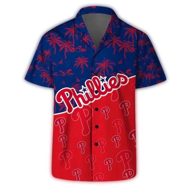 Philadelphia Phillies Logo Coconut Palm Pattern Hawaiian Shirt - Image 2