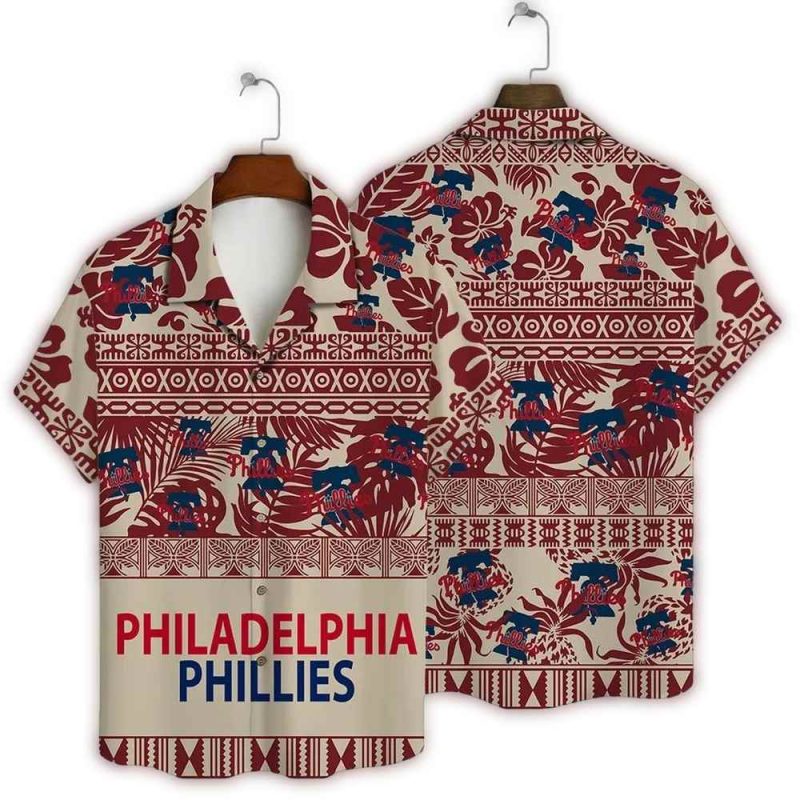 Vintage Philadelphia Phillies Tropical Floral Hawaiian Shirt for Fans - Image 3