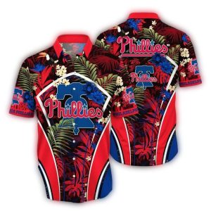 Philadelphia Phillies Tropical Floral Leaves Hawaiian Shirt for Fans
