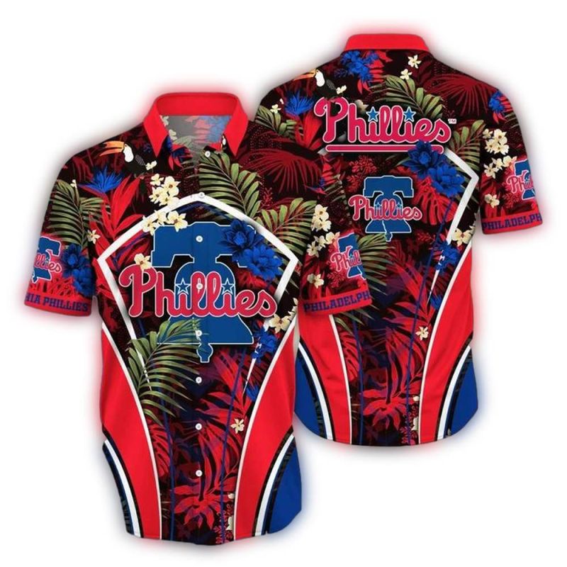 Philadelphia Phillies Tropical Floral Leaves Hawaiian Shirt for Fans