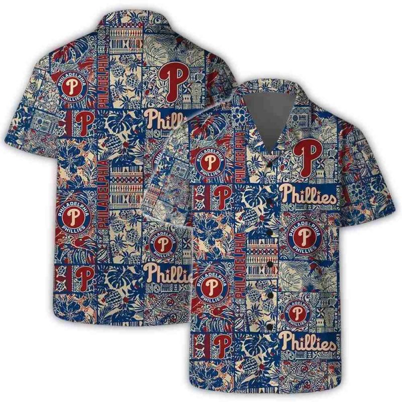 Vintage Floral Philadelphia Phillies Hawaiian Shirt for Men and Women - Image 3
