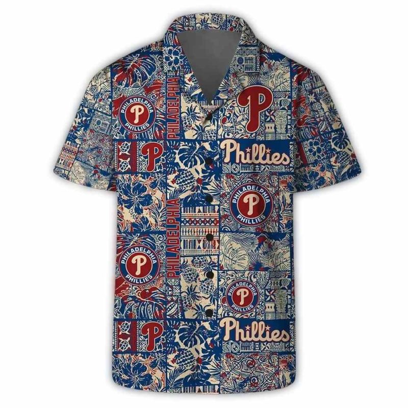 Vintage Floral Philadelphia Phillies Hawaiian Shirt for Men and Women - Image 2