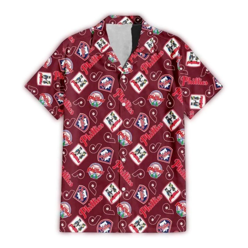 Vintage Philadelphia Phillies Patch Hawaiian Shirt for Fans - Image 2