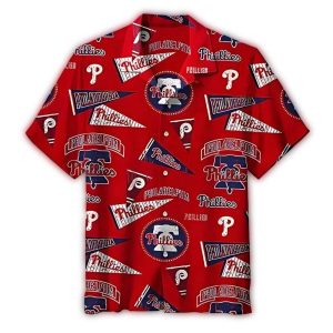 Vintage Philadelphia Phillies Hawaiian Shirt - Retro Pennant Design