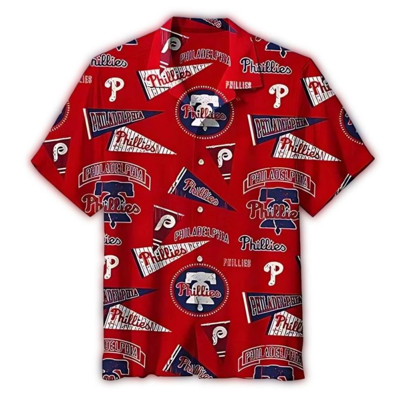 Vintage Philadelphia Phillies Hawaiian Shirt - Retro Pennant Design