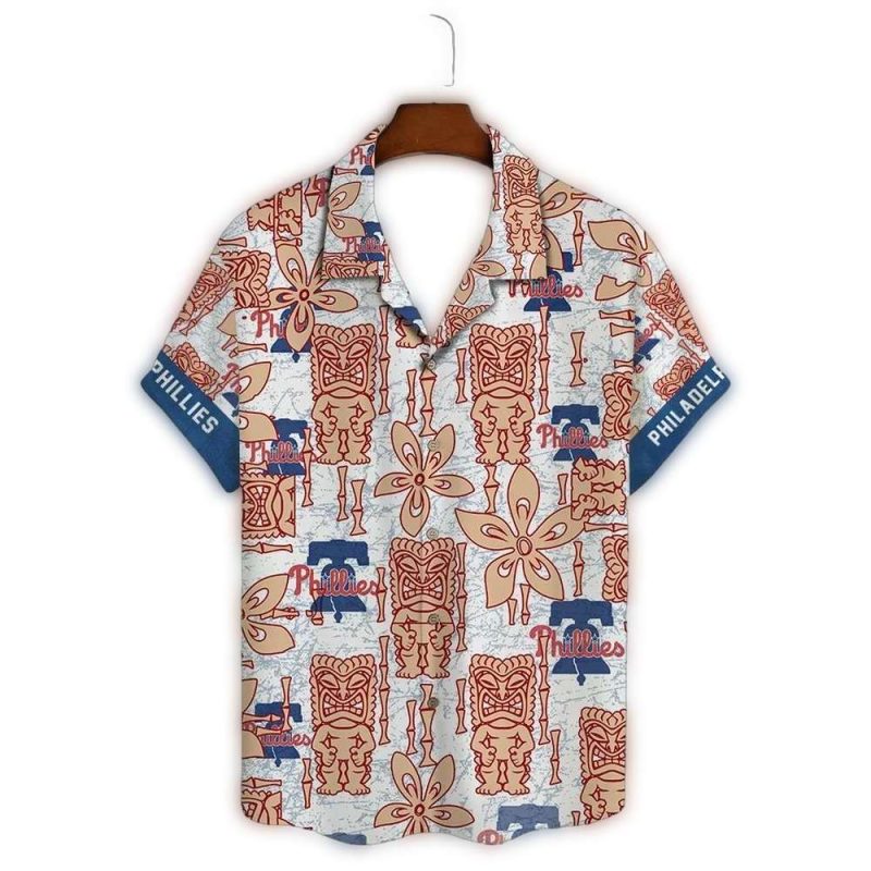 Vintage Philadelphia Phillies Tiki Hawaiian Shirt for Fans - Image 2