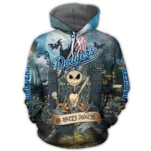 Jack Skellington Los Angeles Dodgers Baseball All Over Print Hoodie