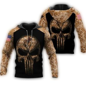 Los Angeles Dodgers Camouflage Skull American Flag All-Over Print Hoodie