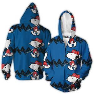 Los Angeles Dodgers Snoopy Baseball All-Over Print Hoodie for Fans