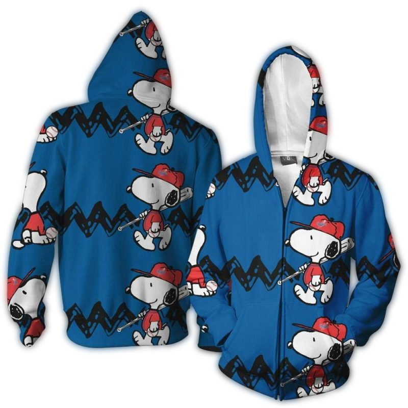 Los Angeles Dodgers Snoopy Baseball All-Over Print Hoodie for Fans