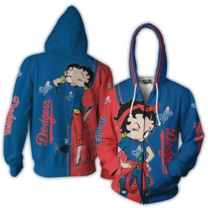 Betty Boop Los Angeles Dodgers All-Over Print Hoodie for Fans