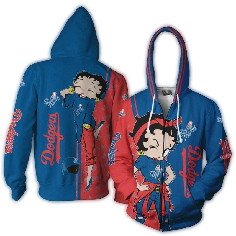 Betty Boop Los Angeles Dodgers All-Over Print Hoodie for Fans