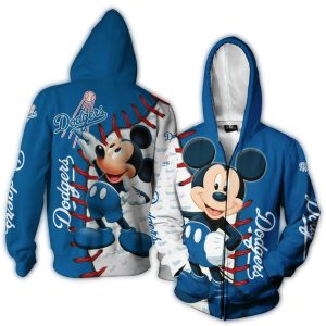 Mickey Mouse Los Angeles Dodgers All Over Print Hoodie for Fans
