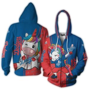 Unicorn Print Hoodie Featuring Los Angeles Dodgers Design