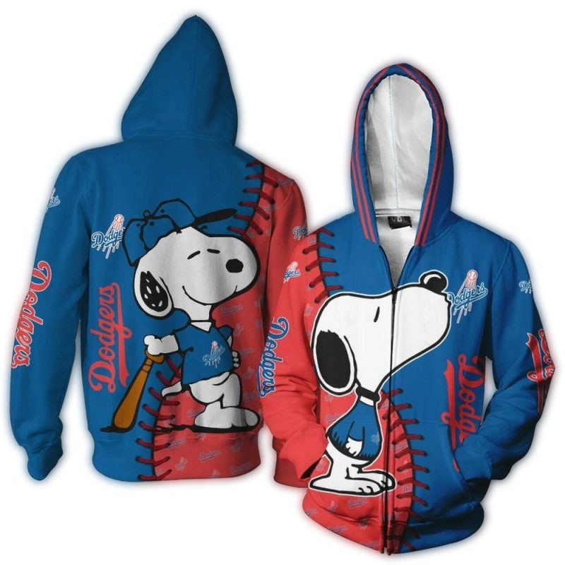 Snoopy Kiss Logo Los Angeles Dodgers All-Over Print Hoodie for Fans