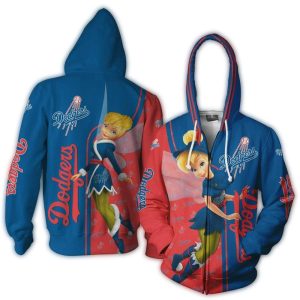 Tinker Bell Los Angeles Dodgers All-Over Print Hoodie for Fans