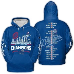 2024 Dodgers Champions Skyline All Over Print Hoodie for Fans