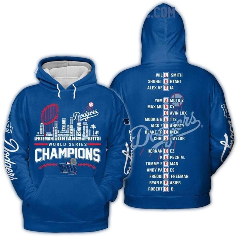 2024 Dodgers Champions Skyline All Over Print Hoodie for Fans