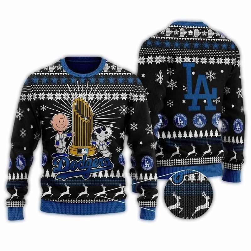Snoopy & Charlie Brown Dodgers Christmas Ugly Sweater for Holiday Cheer